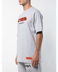 graues bedrucktes T-Shirt mit einem Rundhalsausschnitt von Heron Preston