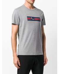 graues bedrucktes T-Shirt mit einem Rundhalsausschnitt von Moncler