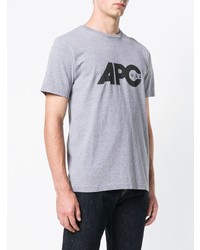 graues bedrucktes T-Shirt mit einem Rundhalsausschnitt von A.P.C.