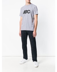 graues bedrucktes T-Shirt mit einem Rundhalsausschnitt von A.P.C.