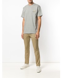 graues bedrucktes T-Shirt mit einem Rundhalsausschnitt von Carhartt