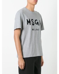 graues bedrucktes T-Shirt mit einem Rundhalsausschnitt von MSGM