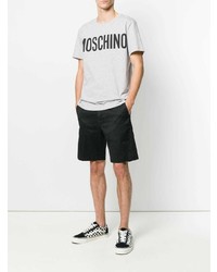 graues bedrucktes T-Shirt mit einem Rundhalsausschnitt von Moschino