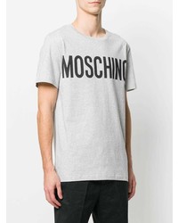 graues bedrucktes T-Shirt mit einem Rundhalsausschnitt von Moschino