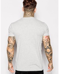 graues bedrucktes T-Shirt mit einem Rundhalsausschnitt von Diesel