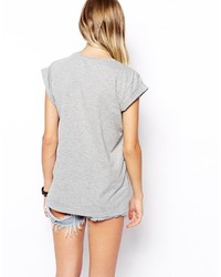 graues bedrucktes T-Shirt mit einem Rundhalsausschnitt von Asos