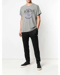 graues bedrucktes T-Shirt mit einem Rundhalsausschnitt von Amiri