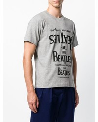graues bedrucktes T-Shirt mit einem Rundhalsausschnitt von The Beatles X Comme Des Garçons