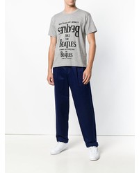 graues bedrucktes T-Shirt mit einem Rundhalsausschnitt von The Beatles X Comme Des Garçons