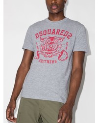 graues bedrucktes T-Shirt mit einem Rundhalsausschnitt von DSQUARED2