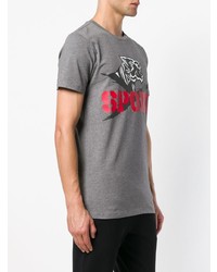 graues bedrucktes T-Shirt mit einem Rundhalsausschnitt von Plein Sport