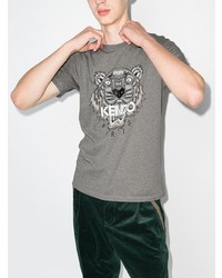 graues bedrucktes T-Shirt mit einem Rundhalsausschnitt von Kenzo