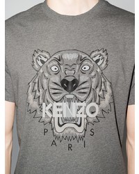 graues bedrucktes T-Shirt mit einem Rundhalsausschnitt von Kenzo