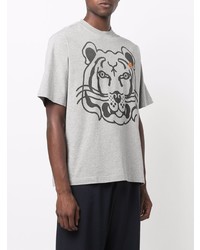 graues bedrucktes T-Shirt mit einem Rundhalsausschnitt von Kenzo