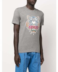 graues bedrucktes T-Shirt mit einem Rundhalsausschnitt von Kenzo