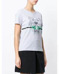 graues bedrucktes T-Shirt mit einem Rundhalsausschnitt von Kenzo