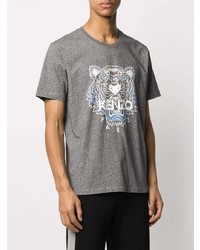 graues bedrucktes T-Shirt mit einem Rundhalsausschnitt von Kenzo