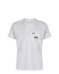 graues bedrucktes T-Shirt mit einem Rundhalsausschnitt von Tigran Avetysian