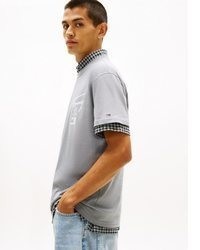 graues bedrucktes T-Shirt mit einem Rundhalsausschnitt von Tommy Jeans