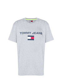 graues bedrucktes T-Shirt mit einem Rundhalsausschnitt von Tommy Jeans