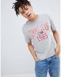 graues bedrucktes T-Shirt mit einem Rundhalsausschnitt von Tommy Jeans