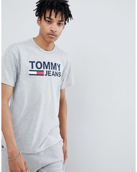 graues bedrucktes T-Shirt mit einem Rundhalsausschnitt von Tommy Jeans