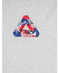 graues bedrucktes T-Shirt mit einem Rundhalsausschnitt von Palace