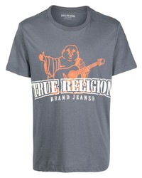 graues bedrucktes T-Shirt mit einem Rundhalsausschnitt von True Religion