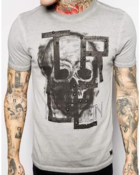 graues bedrucktes T-Shirt mit einem Rundhalsausschnitt von True Religion