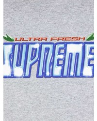 graues bedrucktes T-Shirt mit einem Rundhalsausschnitt von Supreme