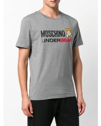 graues bedrucktes T-Shirt mit einem Rundhalsausschnitt von Moschino