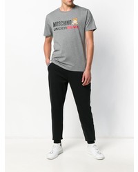 graues bedrucktes T-Shirt mit einem Rundhalsausschnitt von Moschino