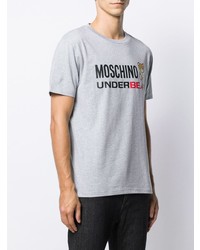 graues bedrucktes T-Shirt mit einem Rundhalsausschnitt von Moschino