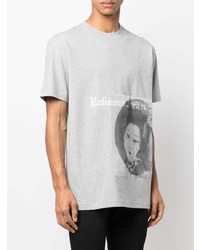 graues bedrucktes T-Shirt mit einem Rundhalsausschnitt von John Richmond