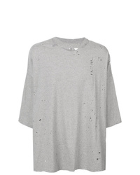 graues bedrucktes T-Shirt mit einem Rundhalsausschnitt von Unravel Project