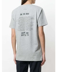 graues bedrucktes T-Shirt mit einem Rundhalsausschnitt von Rokh