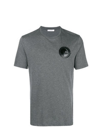 graues bedrucktes T-Shirt mit einem Rundhalsausschnitt von Versace Collection