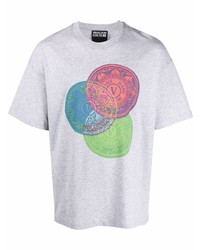 graues bedrucktes T-Shirt mit einem Rundhalsausschnitt von VERSACE JEANS COUTURE