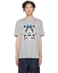 graues bedrucktes T-Shirt mit einem Rundhalsausschnitt von Versace