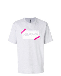 graues bedrucktes T-Shirt mit einem Rundhalsausschnitt von Versus