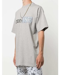 graues bedrucktes T-Shirt mit einem Rundhalsausschnitt von Vetements