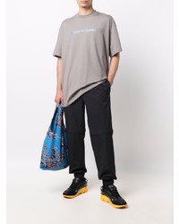 graues bedrucktes T-Shirt mit einem Rundhalsausschnitt von MSGM