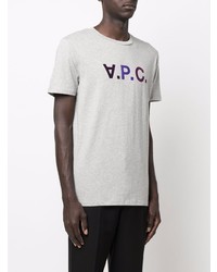 graues bedrucktes T-Shirt mit einem Rundhalsausschnitt von A.P.C.