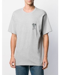 graues bedrucktes T-Shirt mit einem Rundhalsausschnitt von Stussy