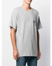 graues bedrucktes T-Shirt mit einem Rundhalsausschnitt von Stussy