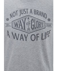 graues bedrucktes T-Shirt mit einem Rundhalsausschnitt von WAY OF GLORY