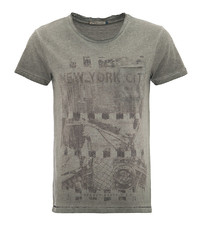 graues bedrucktes T-Shirt mit einem Rundhalsausschnitt von WAY OF GLORY