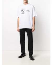 graues bedrucktes T-Shirt mit einem Rundhalsausschnitt von Balenciaga