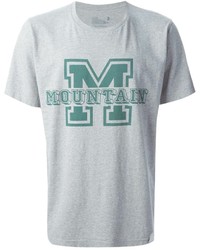 graues bedrucktes T-Shirt mit einem Rundhalsausschnitt von White Mountaineering