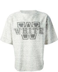 graues bedrucktes T-Shirt mit einem Rundhalsausschnitt von White Mountaineering